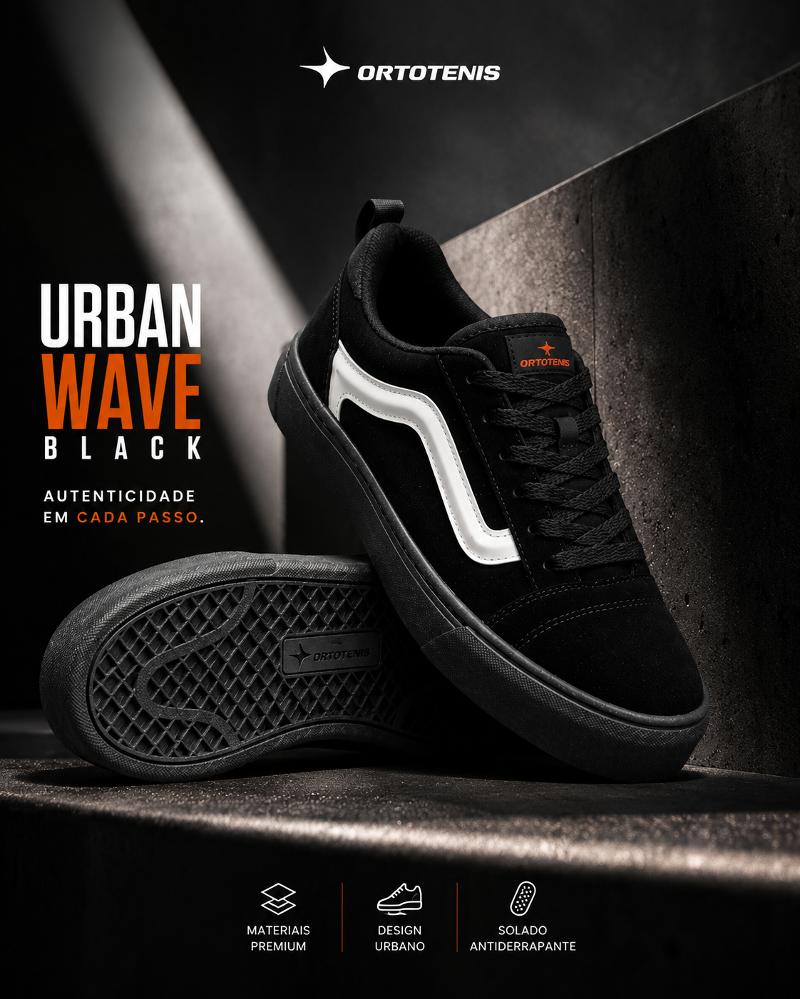 Tênis Ortotenis Urban Wave Black