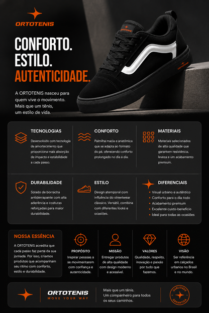 Tênis Ortotenis Urban Wave Black