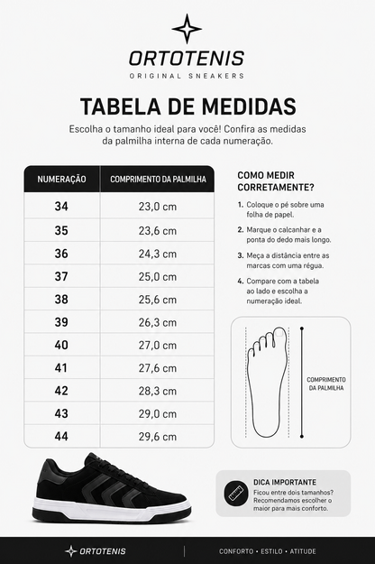Tênis Ortotenis Original Sneakers Urban Motion Black/White