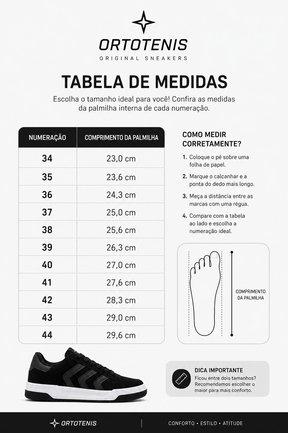 Tênis Ortotenis Original Sneakers Urban Motion Black/White