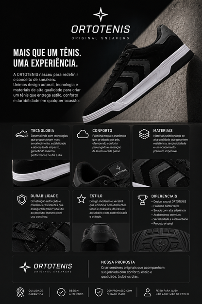 Tênis Ortotenis Original Sneakers Urban Motion Black/White