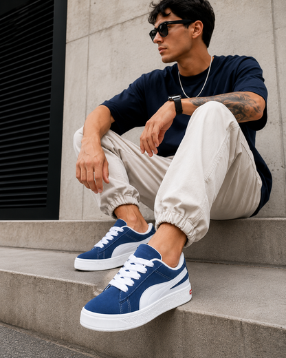 Tênis Ortotênis Casual Plataforma Azul e Branco – Feminino