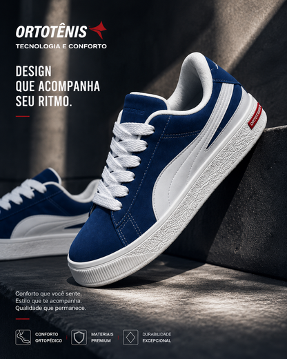 Tênis Ortotênis Casual Plataforma Azul e Branco – Feminino