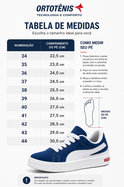 Tênis Ortotênis Casual Plataforma Azul e Branco – Feminino