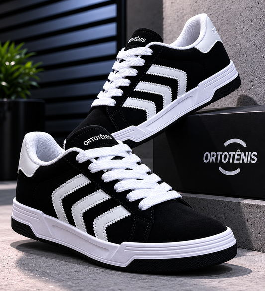Tênis Casual Ortotênis Urban Street Preto/Branco – Masculino