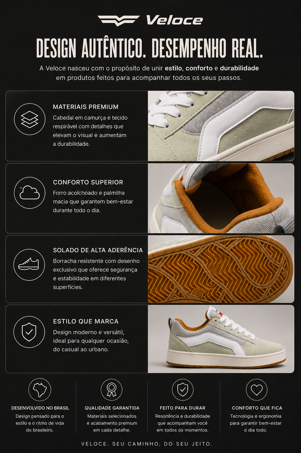 Tênis Casual Veloce Urban Street Off White