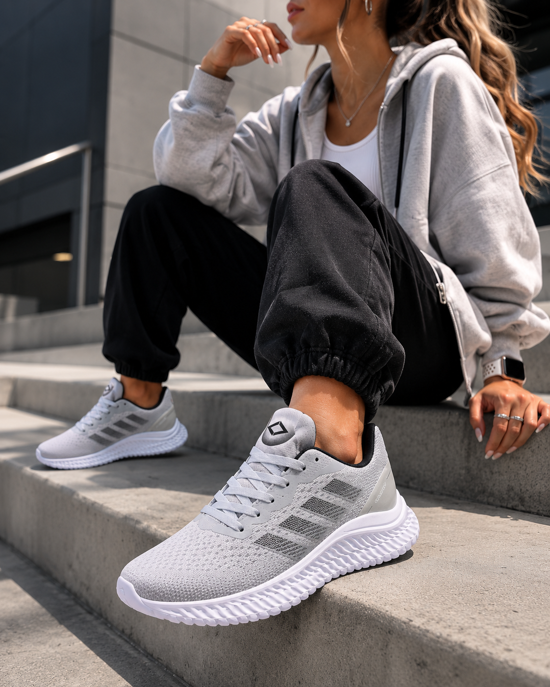 Tênis Esportivo Veloce MotionFlow Ice Gray