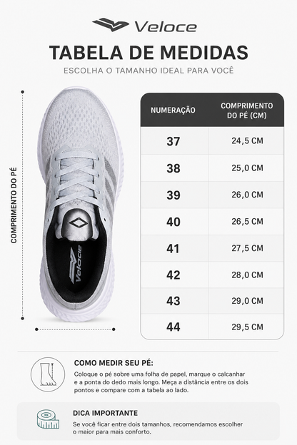 Tênis Esportivo Veloce MotionFlow Ice Gray