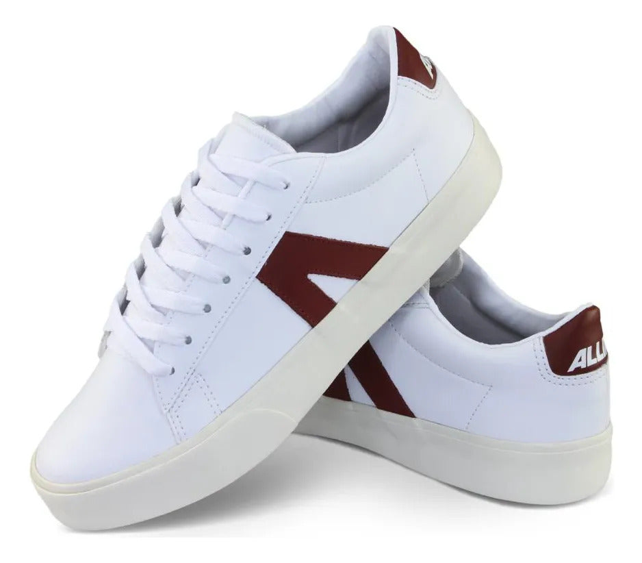 Tênis Allike Masculino Branco/Bordô – Estilo Urbano