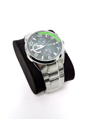 Relógio Orient Cronógrafo QuartzTech Aço Inox Preto com Verde
