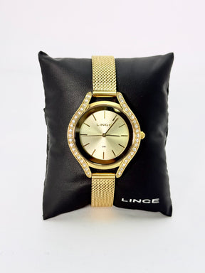 Relógio Feminino Lince – Pulseira Milanesa com Cristais Laterais (50 m)
