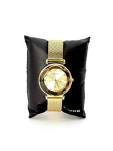 Relógio Lince Feminino Dourado – Malha Milanesa com Aro Facetado e Cristais
