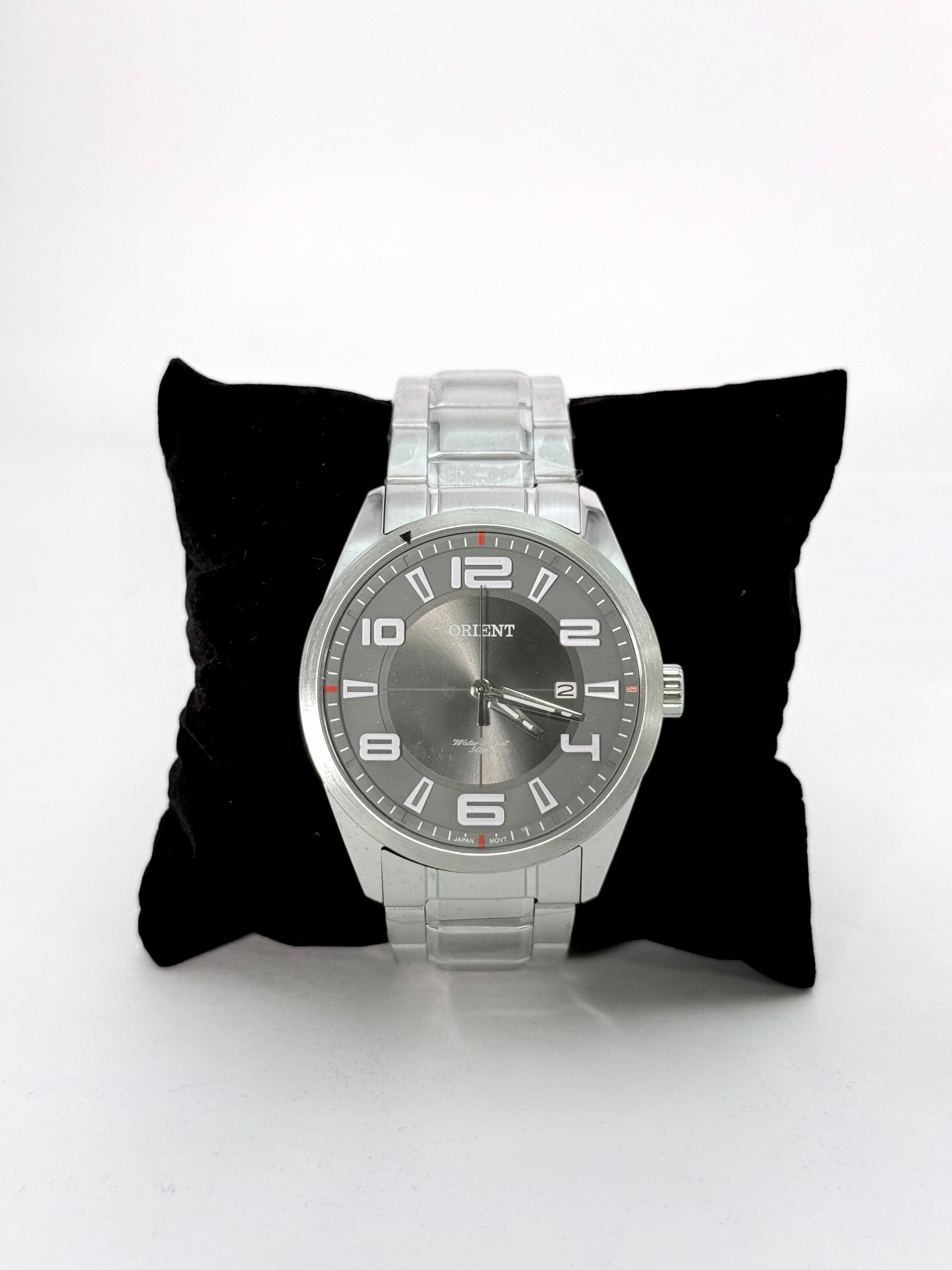 Relógio Orient Masculino G2SX Aço Inox Grafite com Calendário