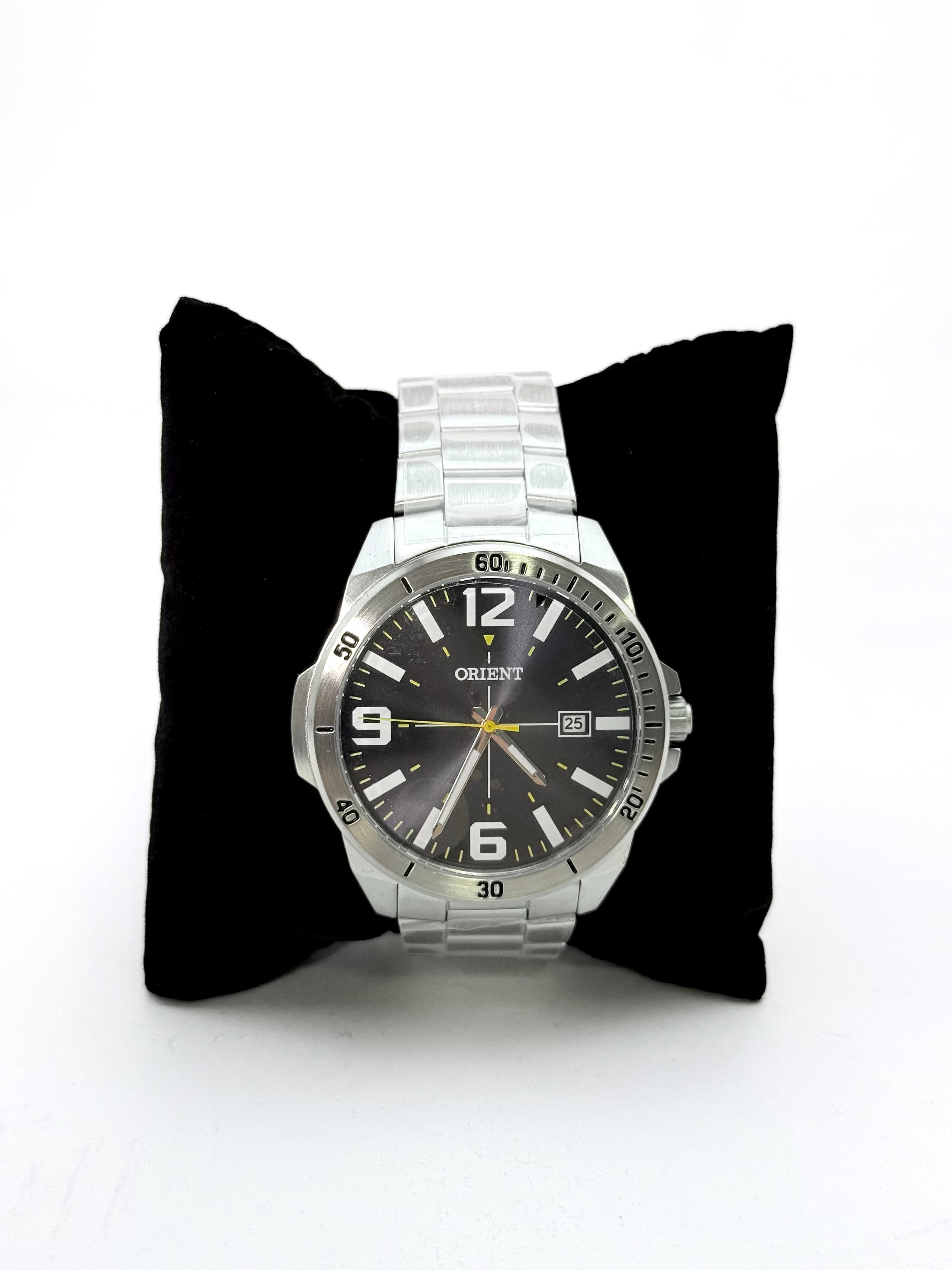 Relógio Orient Masculino Aço Inox Dourado Sunburst com Calendário