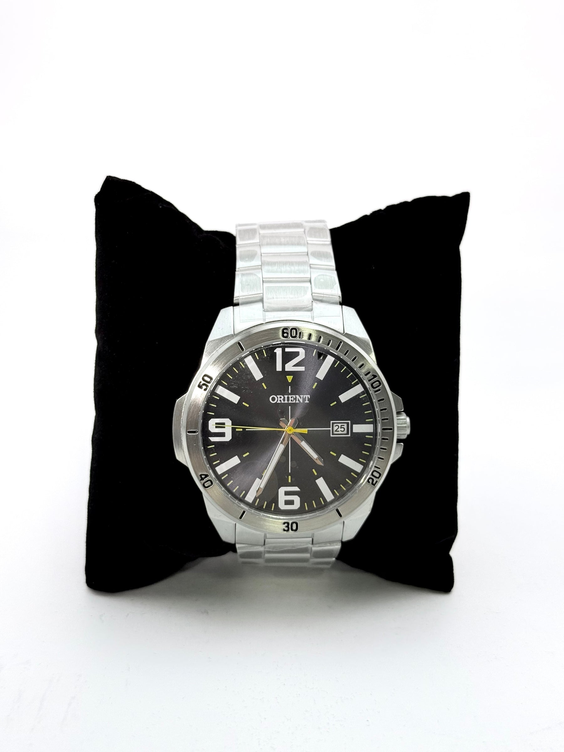 Relógio Orient Masculino Aço Inox Dourado Sunburst com Calendário