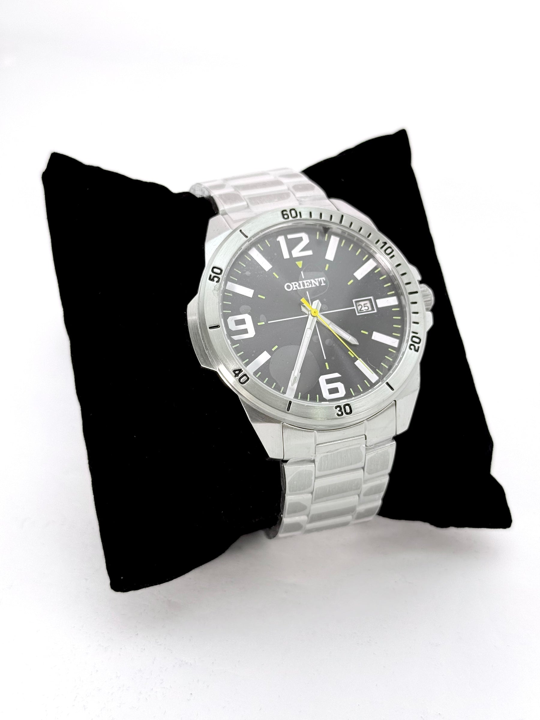 Relógio Orient Masculino Aço Inox Dourado Sunburst com Calendário
