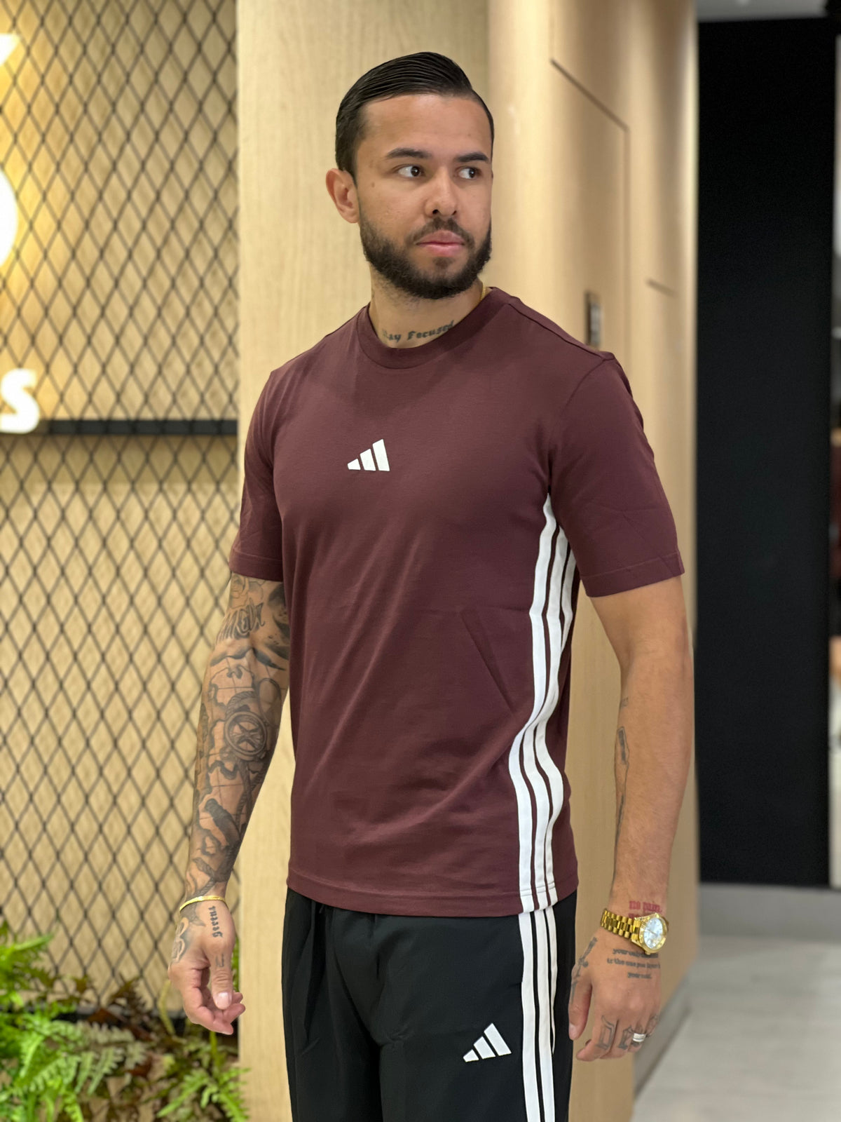 Camiseta Masculina Adidas Manga Curta 3 Stripes