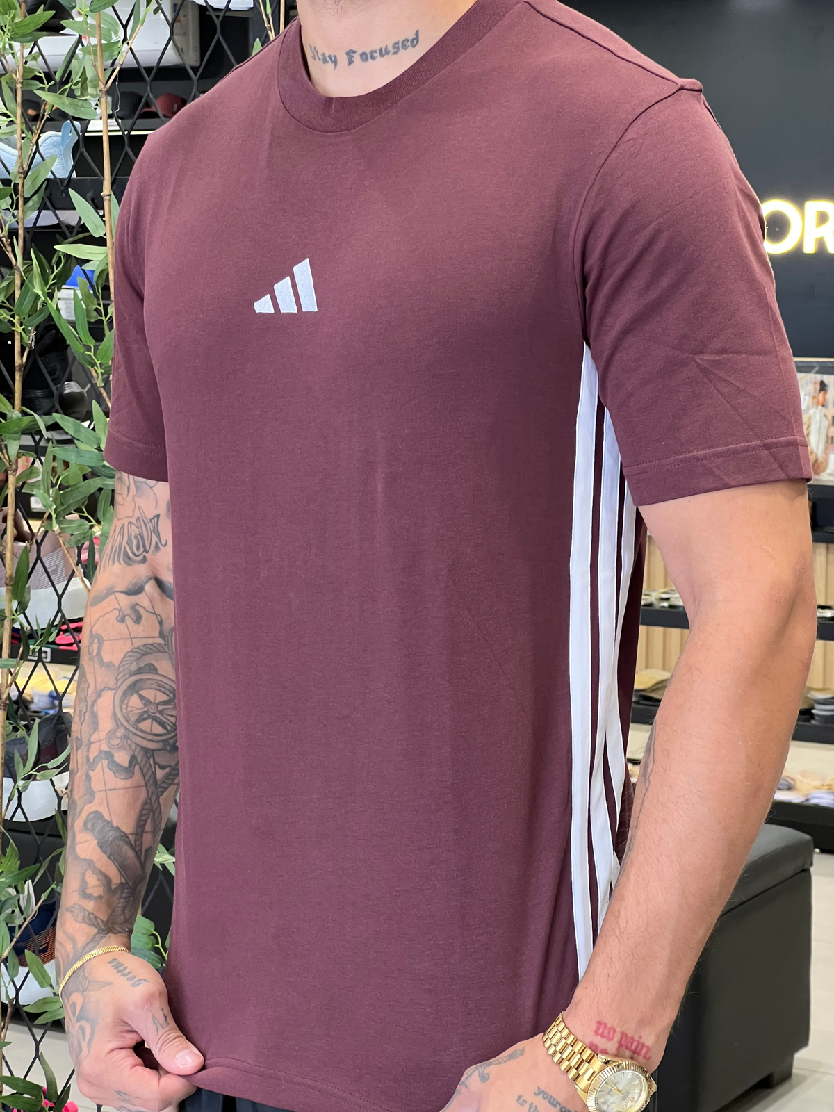 Camiseta Masculina Adidas Manga Curta 3 Stripes