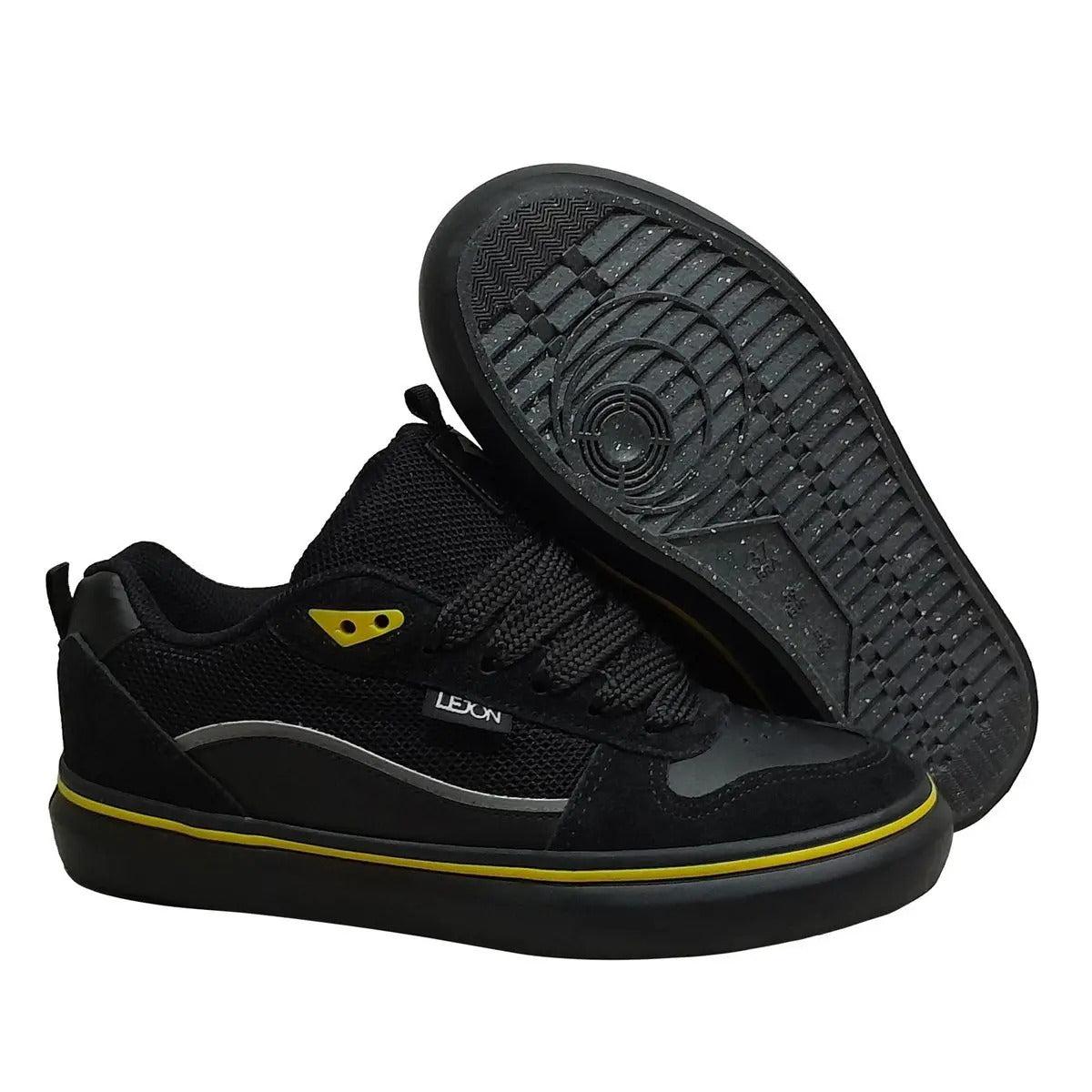 Tênis Lejon LJVU0247 Preto/Preto – Detalhes Amarelos, Estilo Urbano