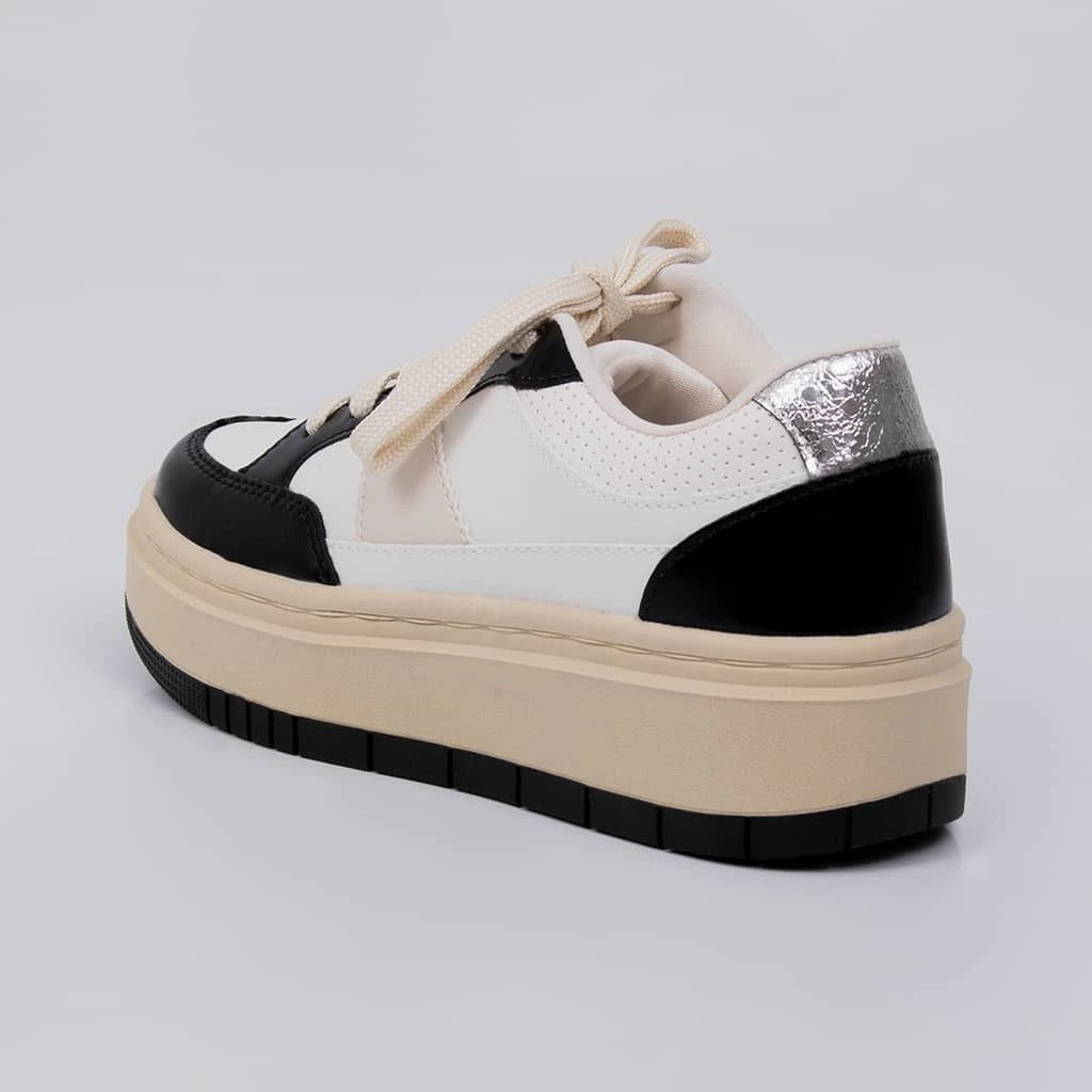 Tênis Plataforma Feminino All Black & White TF513