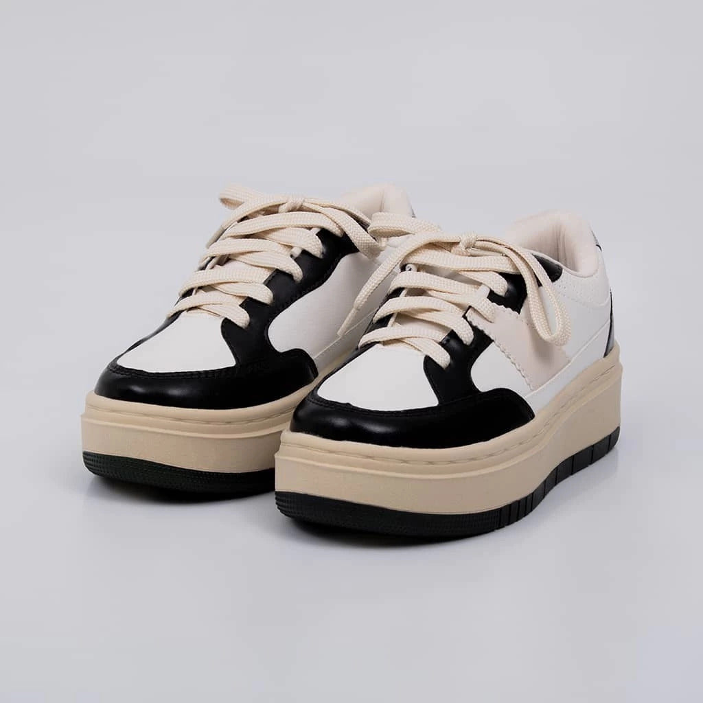 Tênis Plataforma Feminino All Black & White TF513