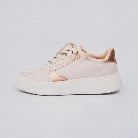 Tênis Plataforma Feminino AR578 Off White & Cobre