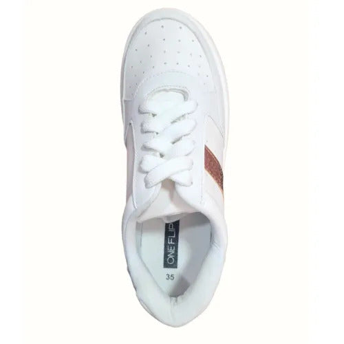Tênis Feminino Plataforma Branco/Cobre VES580